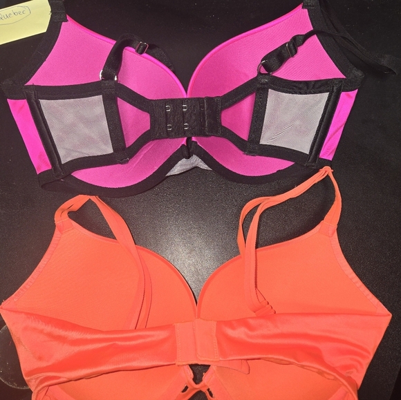 TWO Victoria Secret Push Up Bras 32DD NEW Beautiful 😍 Orange Pink - Picture 4 of 6